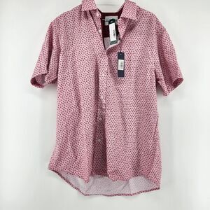Henri James‎ Men's Pink Large 4 Way Stretch Geo Woven Shirt NWT